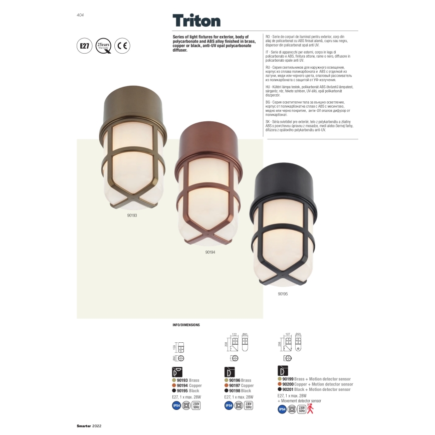 Redo 90195 - Foco de exterior TRITON 1xE27/28W/230V IP54 negro
