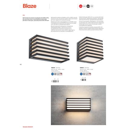 Redo 90638 - Aplique LED para exterior BLAZE LED/12W/230V 3000K IP54 antracita