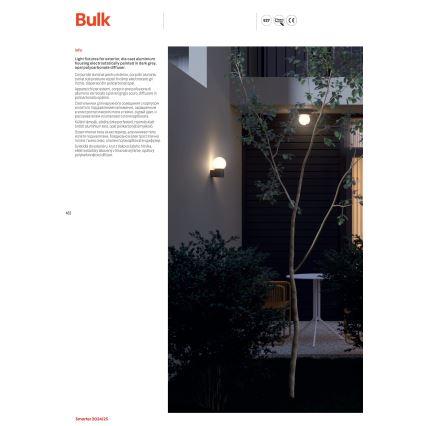 Redo 90643 - Lámpara de exterior BULK 1xE27/28W/230V 80 cm IP44 antracita