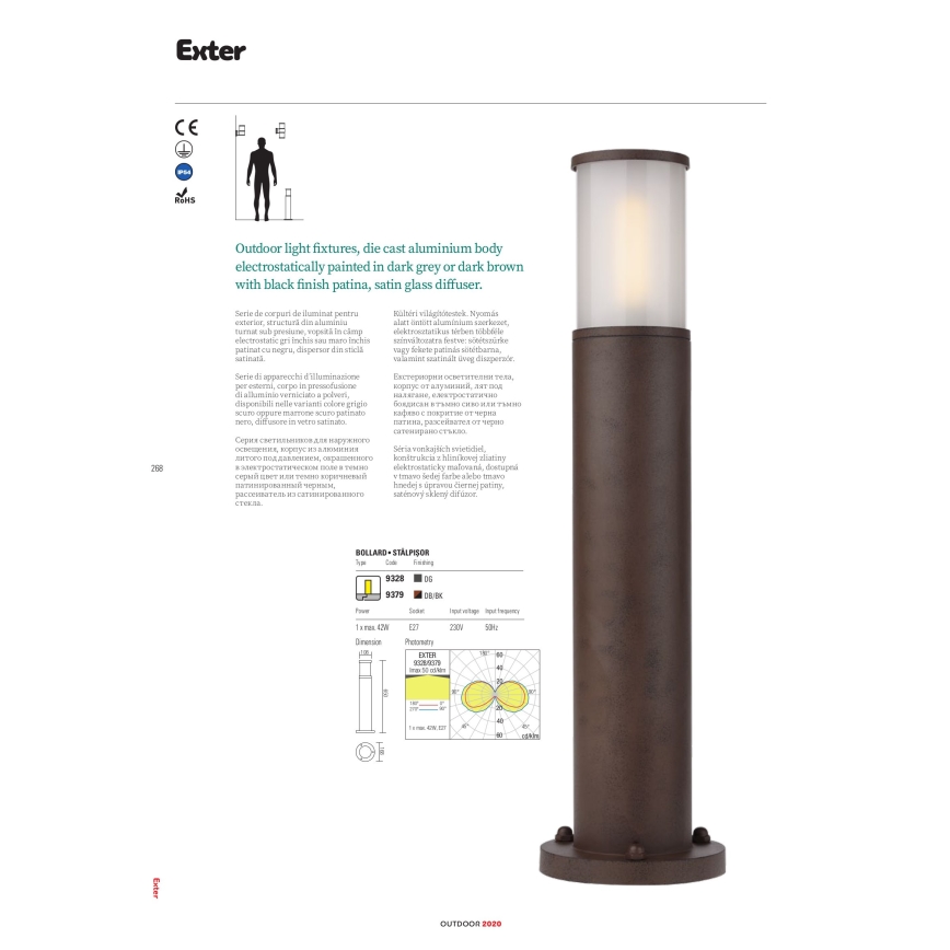 Redo 9326 - Aplique EXTER 1xE27/42W/230V IP54