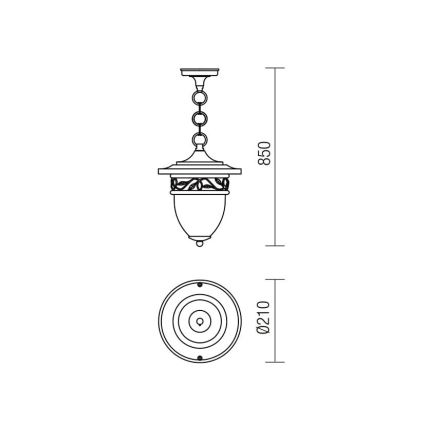 Redo 9399 - Lámpara de exterior colgante en cadena BASEL 1xE27/42W/230V IP44 negro