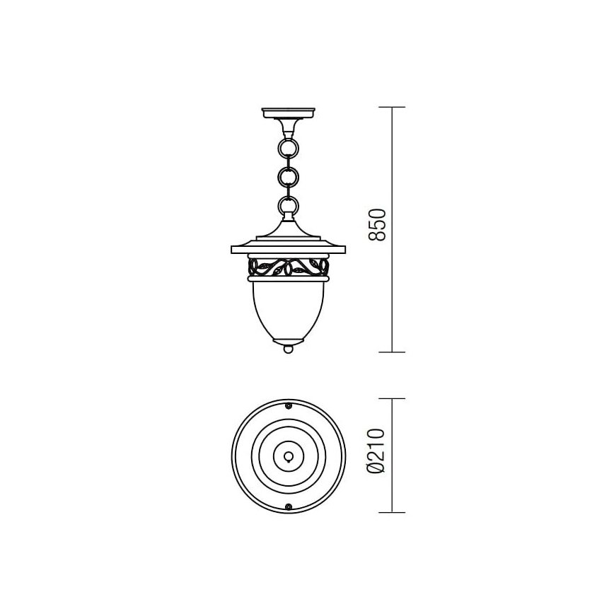 Redo 9399 - Lámpara de exterior colgante en cadena BASEL 1xE27/42W/230V IP44 negro