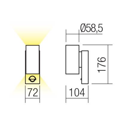Redo 9455 - Aplique de pared exterior LED con sensor VINCE 2xLED/3W/230V IP54 marrón
