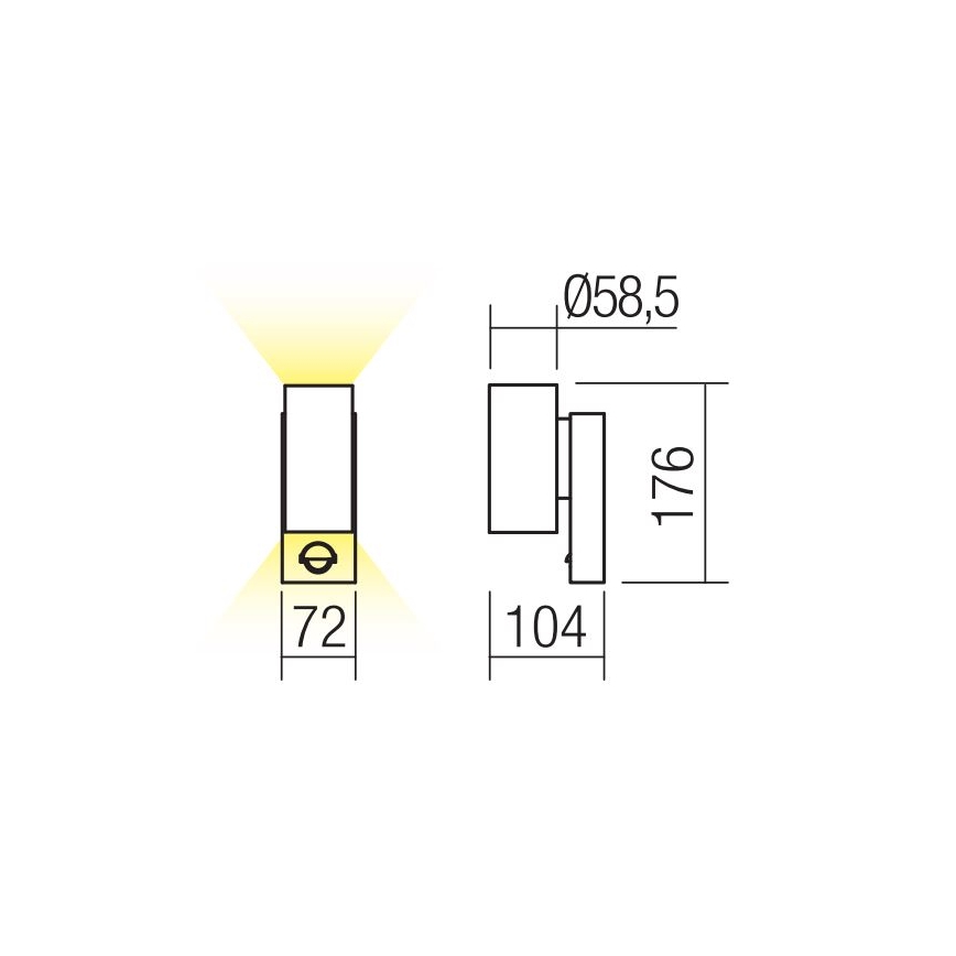 Redo 9455 - Aplique de pared exterior LED con sensor VINCE 2xLED/3W/230V IP54 marrón