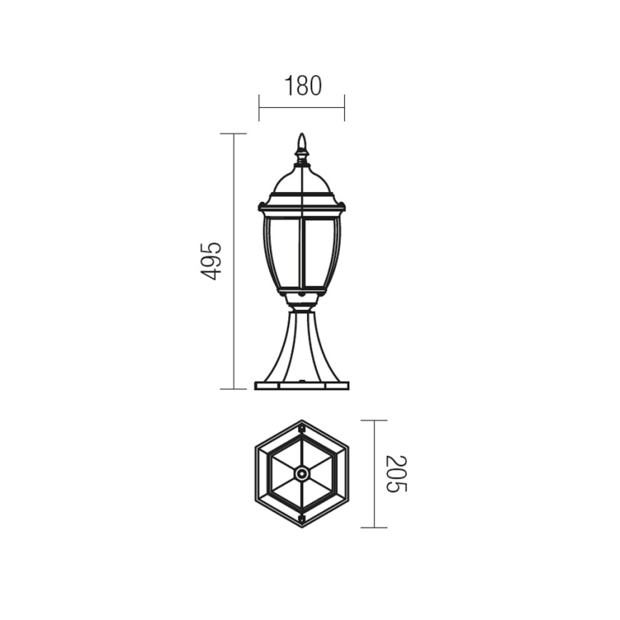 Redo 9606 - Lámpara de exterior SEVILLA 1xE27/42W/230V IP44 dorado/pátina