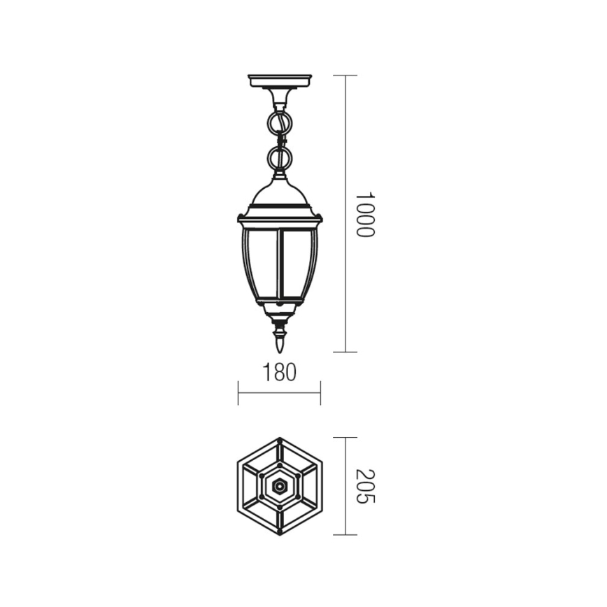 Redo 9607 - Lámpara colgante para exterior SEVILLA 1xE27/42W/230V IP44 dorado/pátina