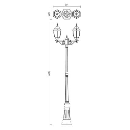 Redo 9609 - Lámpara de exterior SEVILLA 2xE27/42W/230V IP44 dorado/pátina