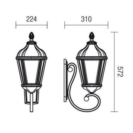 Redo 9656 - Aplique de pared exterior ESSEN 1xE27/70W/230V IP44 marrón con pátina