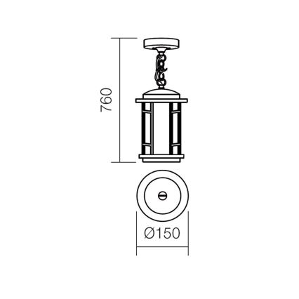 Redo 9956 - Lámpara colgante para exterior BRISTOL 1xE327/42W230V IP23