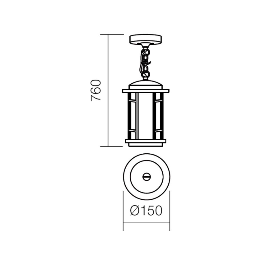 Redo 9956 - Lámpara colgante para exterior BRISTOL 1xE327/42W230V IP23