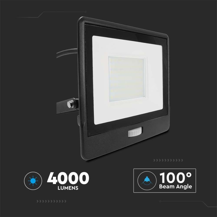 Reflector LED con sensor LED/50W/230V 4000K IP65 negro