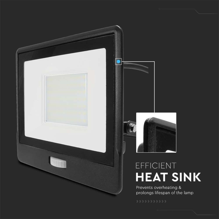 Reflector LED con sensor LED/50W/230V 4000K IP65 negro