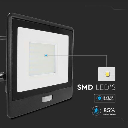 Reflector LED con sensor LED/50W/230V 4000K IP65 negro
