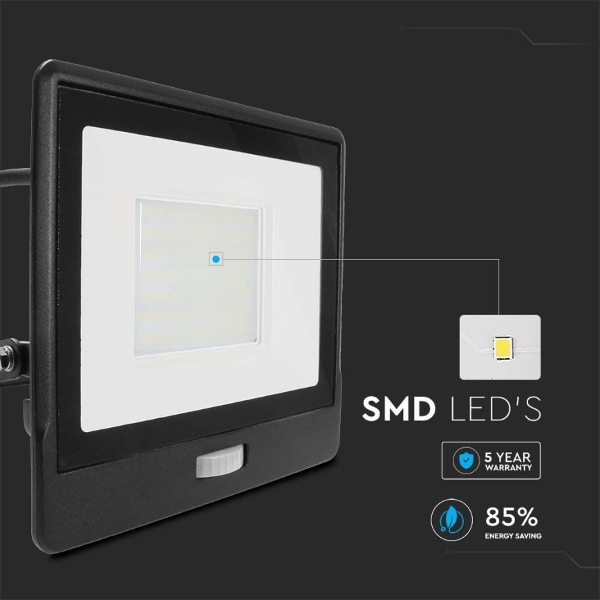 Reflector LED con sensor LED/50W/230V 4000K IP65 negro