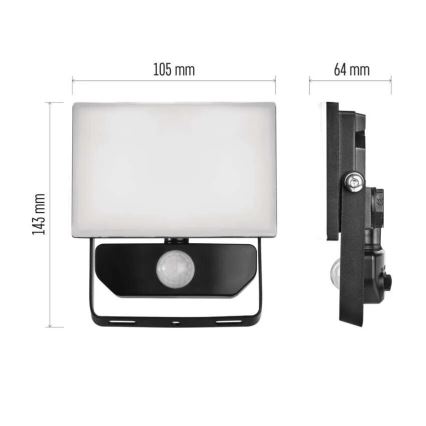 Reflector LED con sensor TAMBO LED/10W/230V 4000K IP54