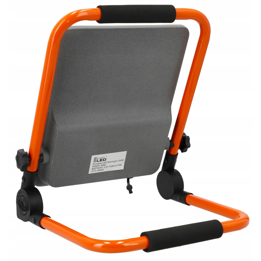 Reflector LED recargable con soporte 100W/3,2V 4500K 15000 mAh IP65 naranja