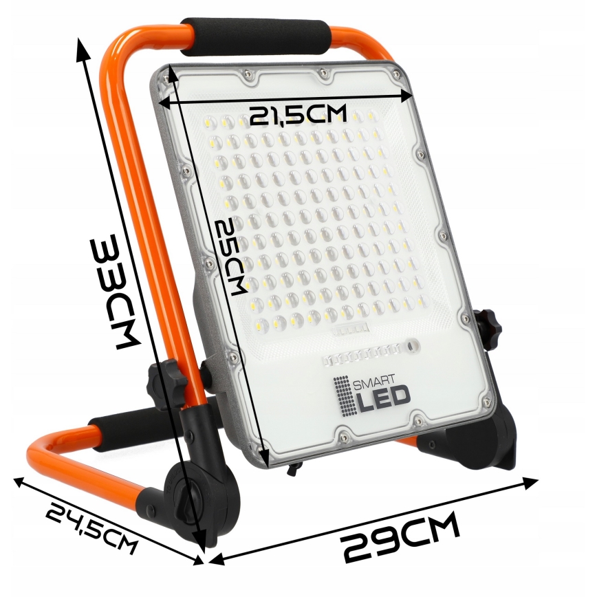 Reflector LED recargable con soporte 100W/3,2V 4500K 15000 mAh IP65 naranja