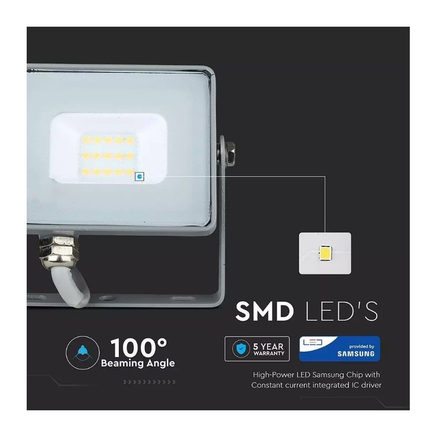 Reflector LED SAMSUNG CHIP LED/10W/230V IP65 4000K gris