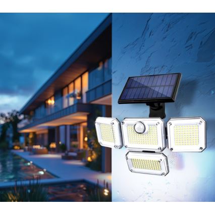 Foco solar LED con sensor GLOW LED/2,5W/3,7V 6500K IP44 2400 mAh + control remoto
