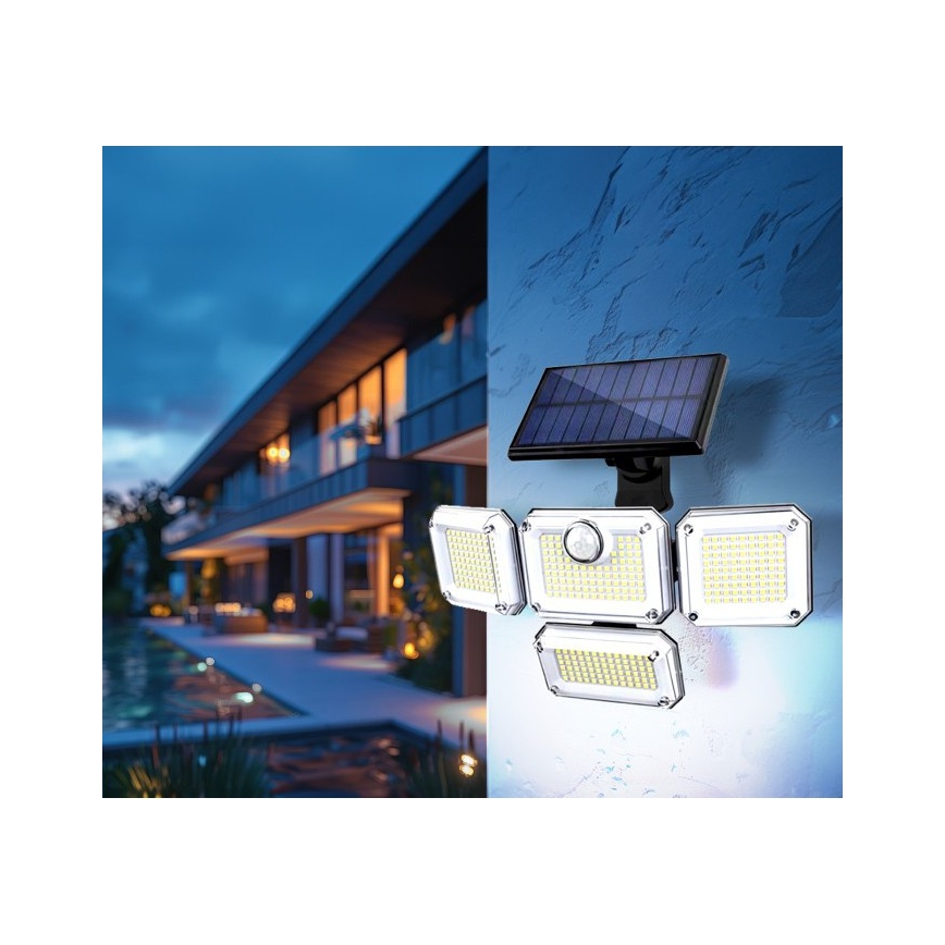 Foco solar LED con sensor GLOW LED/2,5W/3,7V 6500K IP44 2400 mAh + control remoto