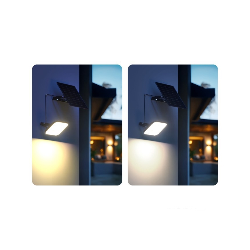 Foco solar LED regulable con sensor LED/10W/3,7V 3000/4000K IP65 3600 mAh + mando a distancia
