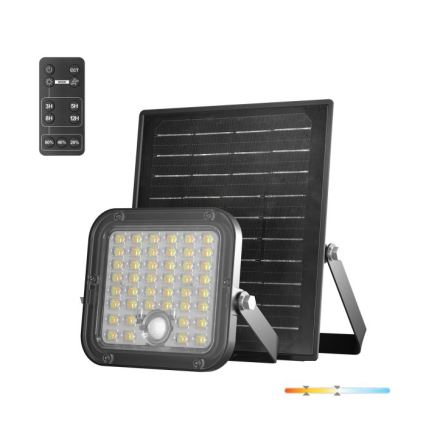 Foco solar LED regulable con sensor LED/10W/3,7V 3000/4000K IP65 3600 mAh + mando a distancia