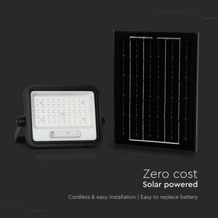 Reflector solar LED regulable LED/100W/3,2V 2000-8000K IP65 5000 mAh negro + mando a distancia