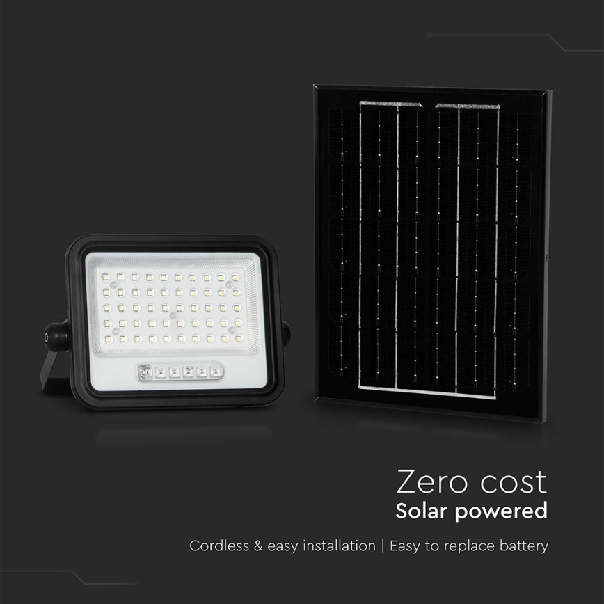 Reflector solar LED regulable LED/100W/3,2V 2000-8000K IP65 5000 mAh negro + mando a distancia