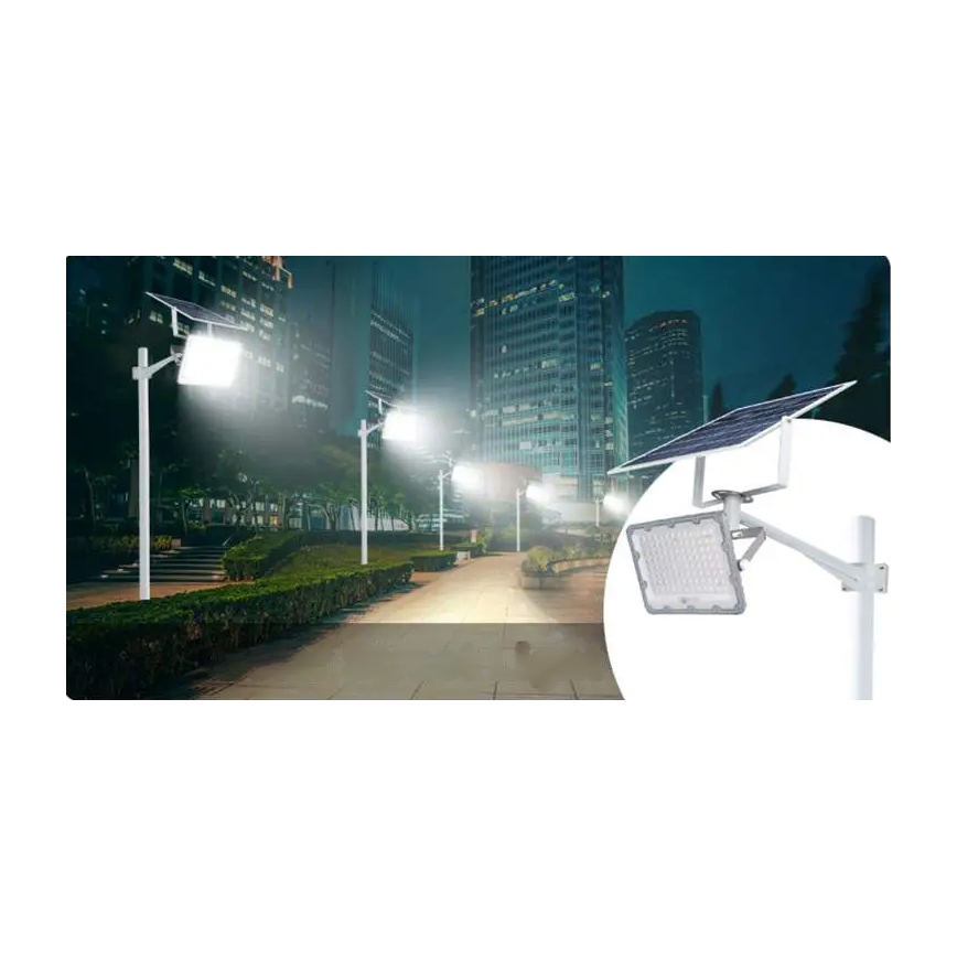 Reflector solar LED regulable LED/50W/3,2V 5000K 6000 mAh IP65 negro + control remoto