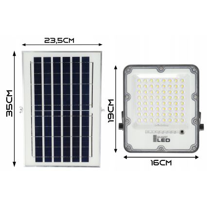Reflector solar LED regulable LED/50W/3,2V 5000K 6000 mAh IP65 negro + control remoto