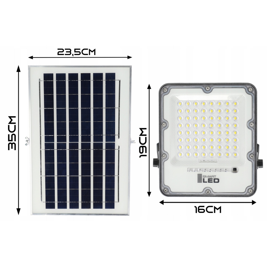 Reflector solar LED regulable LED/50W/3,2V 5000K 6000 mAh IP65 negro + control remoto
