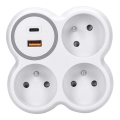 Regleta con 3 tomas de 16A y cargador rápido USB A+C 20W