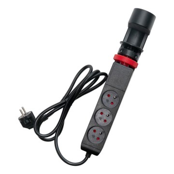 Regleta con abrazadera para mesa, 3 enchufes Tipo E + 2xUSB-A + 1xUSB-C 1,5 m negra