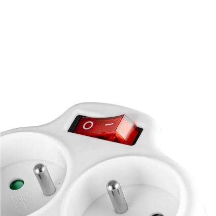 Regleta con interruptor, 2 enchufes + USB-C + USB-A