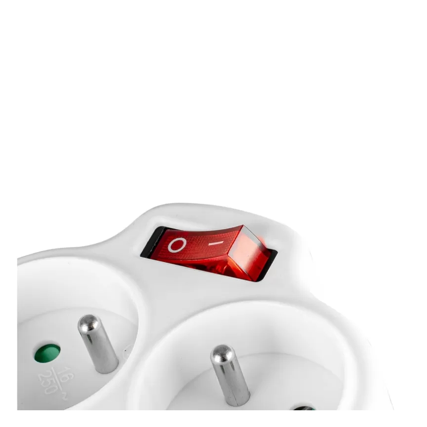 Regleta con interruptor, 2 enchufes + USB-C + USB-A