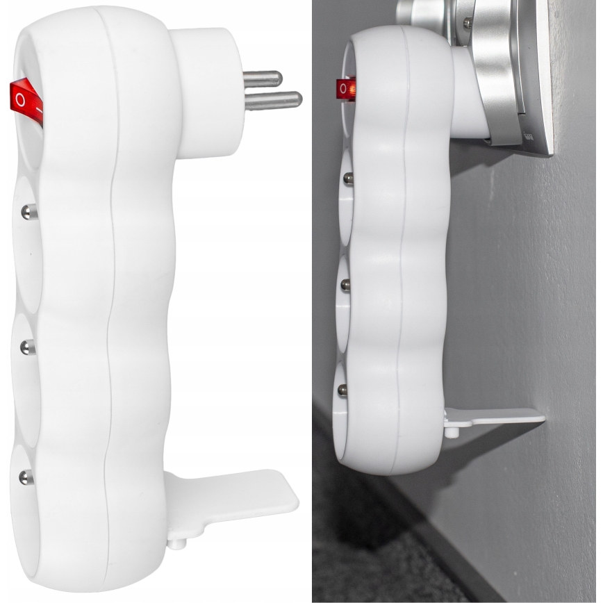 Regleta con interruptor, 3 tomas