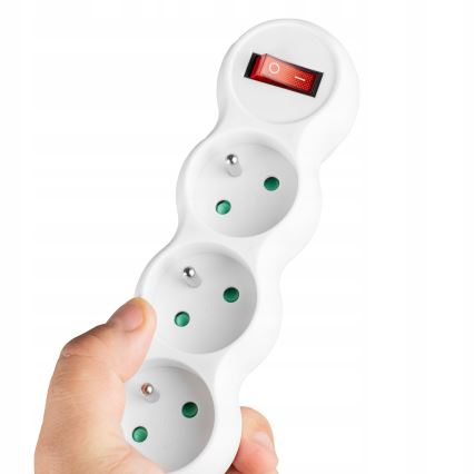 Regleta con interruptor, 3 tomas