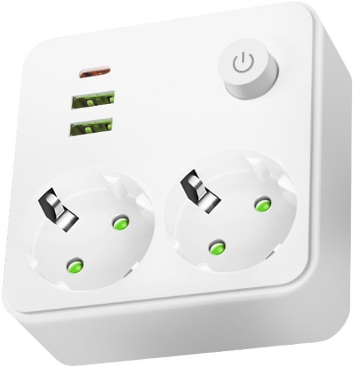 Regleta con interruptor LINEA 2x230 V + 3x USB A/C SCHUKO blanca