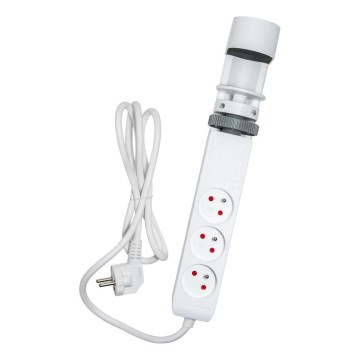 Regleta con sujeción para mesa 3 tomas Tipo E + 2xUSB-A + 1xUSB-C 1,5m blanca