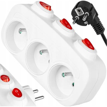 Regleta de 3 tomas con interruptores