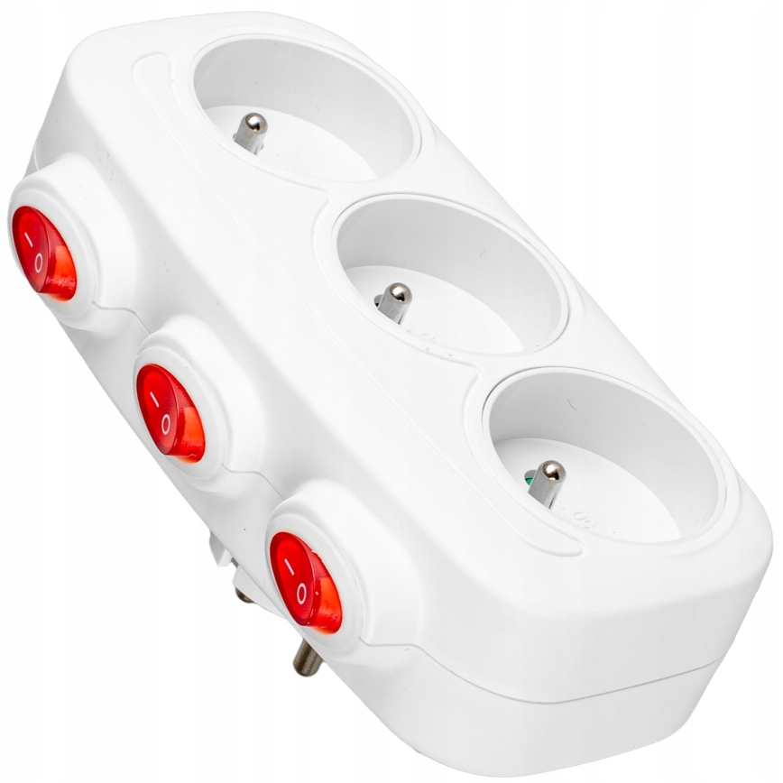 Regleta de 3 tomas con interruptores