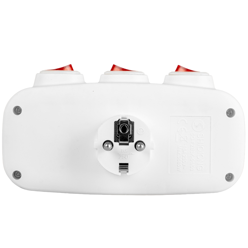 Regleta de 3 tomas con interruptores