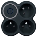 Regleta de enchufes con interruptor, 3x 10 A, negra