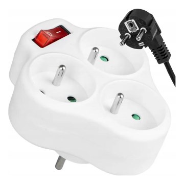 Regleta eléctrica con interruptor, 3 tomas