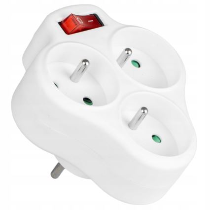 Regleta eléctrica con interruptor, 3 tomas