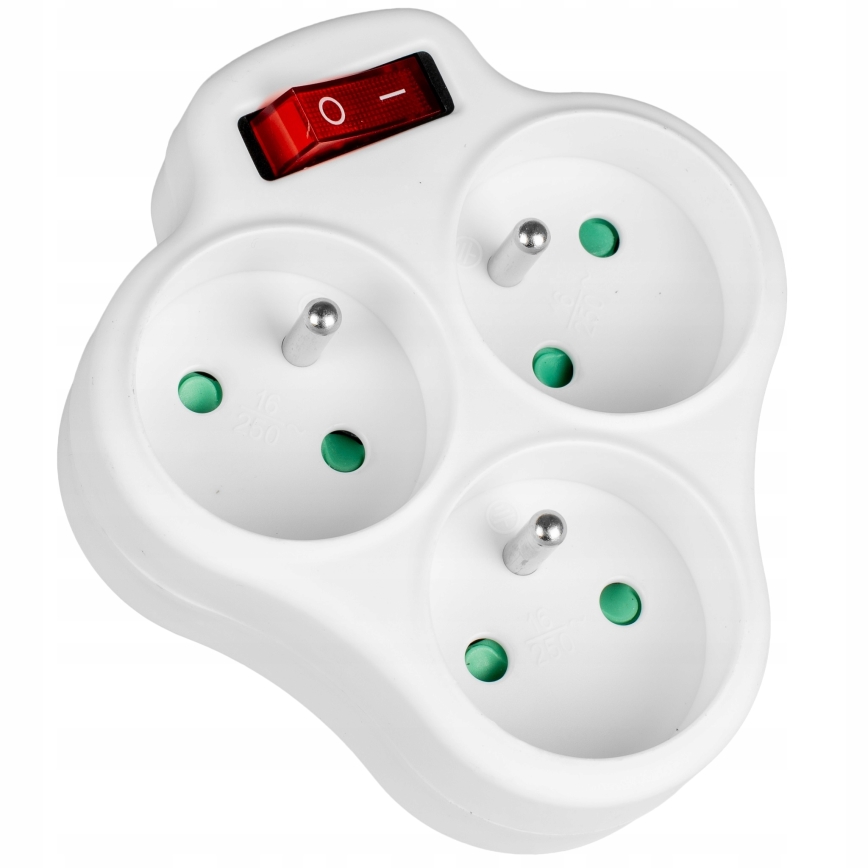 Regleta eléctrica con interruptor, 3 tomas