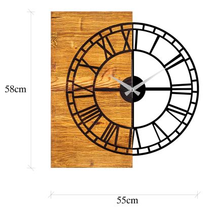 Reloj de pared 55x58 cm 1xAA madera/metal