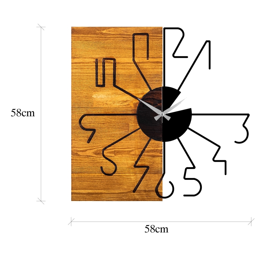 Reloj de pared 58 cm 1xAA madera/metal