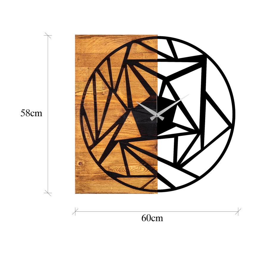 Reloj de pared 60x58 cm 1xAA madera/metal