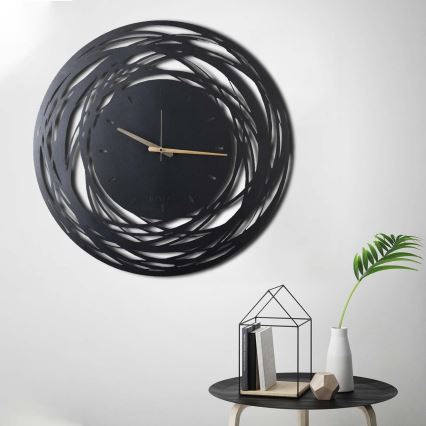 Reloj de pared 70 cm 1xAA negro/dorado